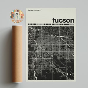 Stadskaart van Tucson, stadskaart van Arizona, minimalistische stadskaart, moderne stadskaart, aangepaste stad poster, kunst aan de muur print, woondecoratie, kantoordecor