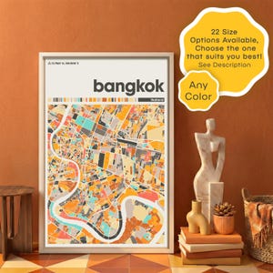 Bangkok Thailand Map Print – Colorful Design Modern Travel Poster Digital Download