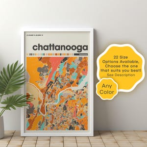 Chattanooga Karte Druck - Individuelles digitales Poster, Tennessee Wandkunst, personalisierte Stadtkarte, minimalistisches Wohndekor, druckbares Geschenk