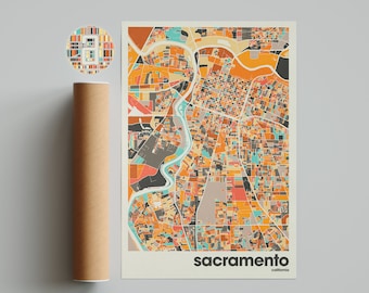 Sacramento Map Print, Colorful Map, Minimalist Sacramento Print, California City Map, Office Decor, Beige Wall Decor, Art Prints, Printable