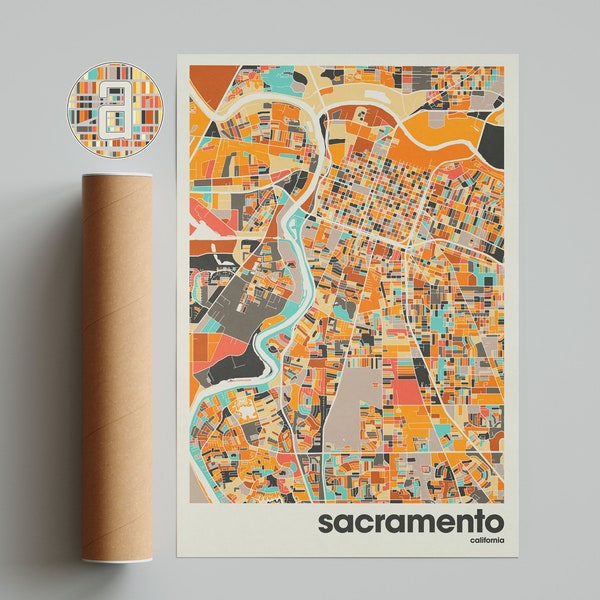 Sacramento Map Print, Colorful Map, Minimalist Sacramento Print, California City Map, Office Decor, Beige Wall Decor, Art Prints, Printable