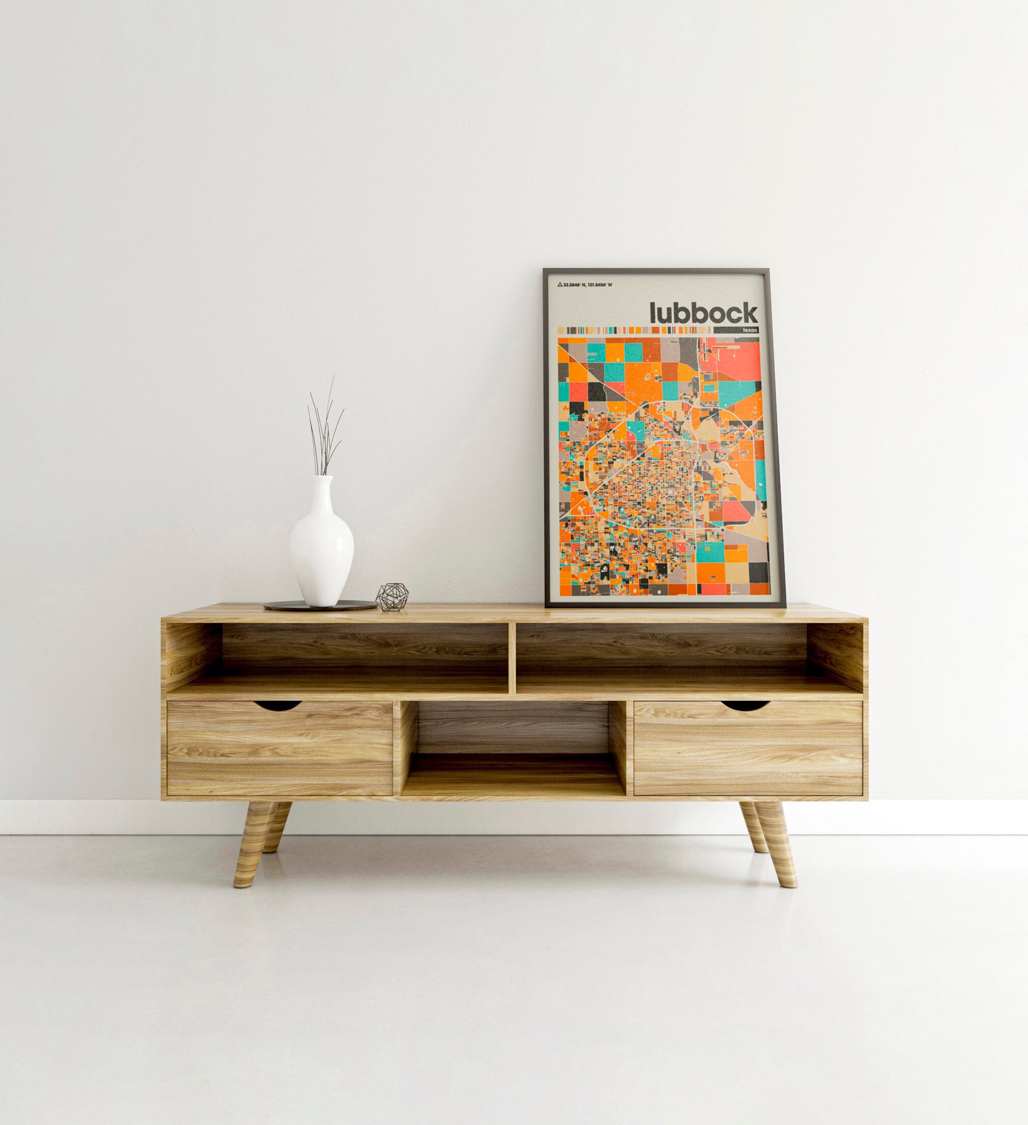 Lubbock Colorful Map, City of Lubbock Map, Lubbock Minimalist Map ...