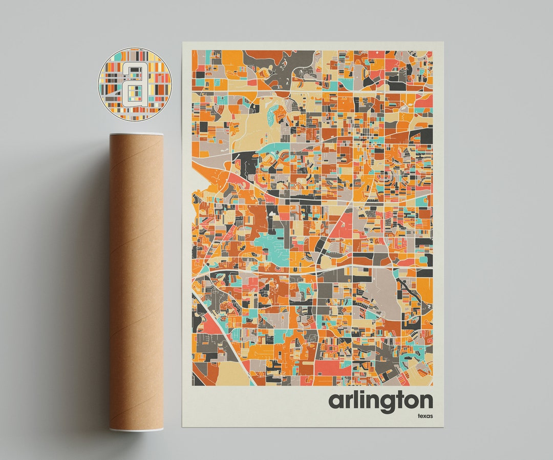 Arlington Texas Map Print, Colorful Map, Minimalist Print, Texas City ...