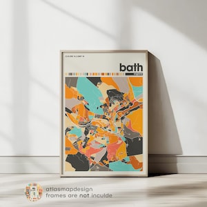 Bath Vereinigtes Königreich Karte Print – Minimalistischer Stadtplan von Bath, Vereinigtes Königreich Poster, England Wandkunst, Karte Bad Dekor