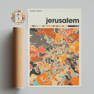 Mapa de Jerusalém, Impressão de Mapa de Jerusalém, Mapa Minimalista, Impressão de Israel, Decoração Minimalista, Arte de Parede Imprimível, Sala de Estar, Decoração de Casa, Galeria