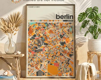 Berlin Map Print - Minimalist Germany Wall Art, Printable Home Decor for Living Room, Modern Gallery Wall, Simple Map Poster