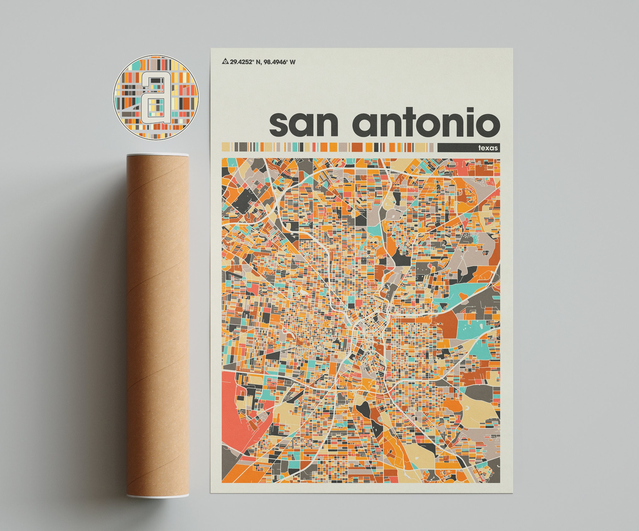 San Antonio Colorful Map, City of San Antonio Map, San Antonio Minimalist Map, San Antonio Print ...