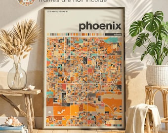 Phoenix Arizona Map Print, Colorful City Street Poster, Custom Arizona Wall Art, Moving to