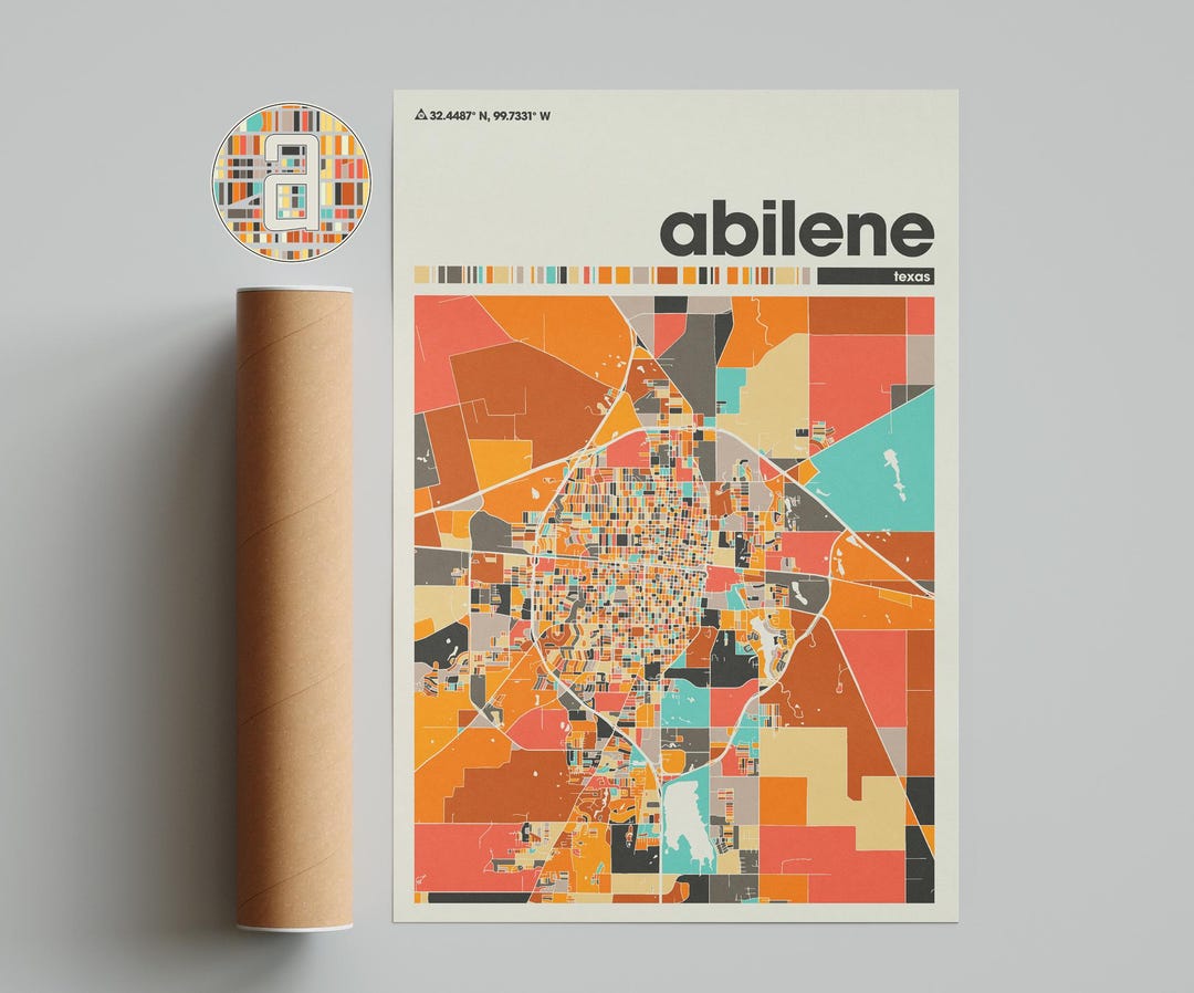Abilene Map Abilene Poster Print Minimalist Map Texas Print Minimalist ...
