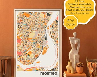 Custom Montreal Canada Colorful City Map Printable – Personalized Quebec Wall Art Digital Download