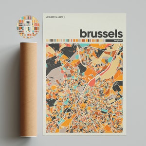 Brüssel Karte, Brüssel Karte Druck, minimalistische Karte, Deutschland Druck, minimalistisches Dekor, druckbare Wandkunst, Wohnzimmer, Dekoration, Galeriewand