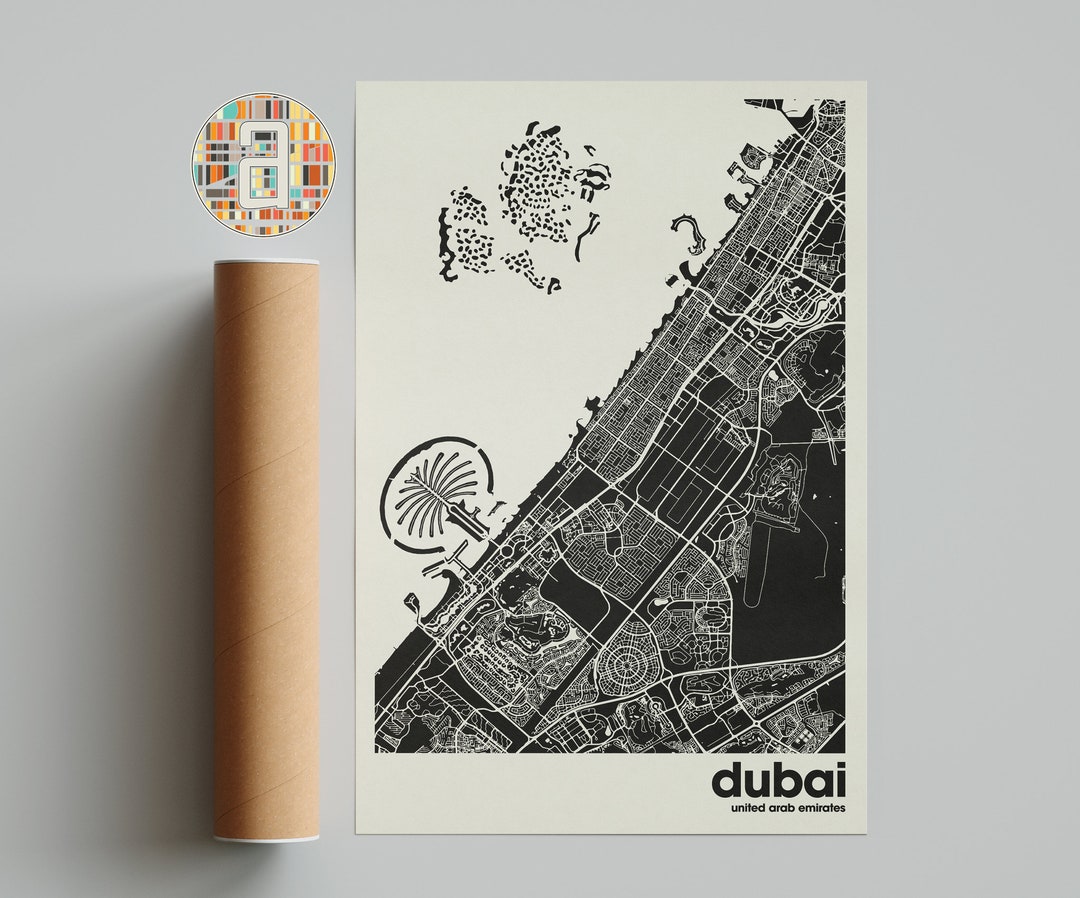 Dubai Map, Dubai Map Print, Minimalist Map, UAE Print, Minimalist Decor ...