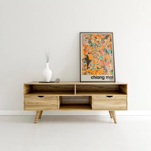 Chiang Mai Thailand City Map Print - Minimalist Wall Art, Home Decor, Living Room Gallery image 15