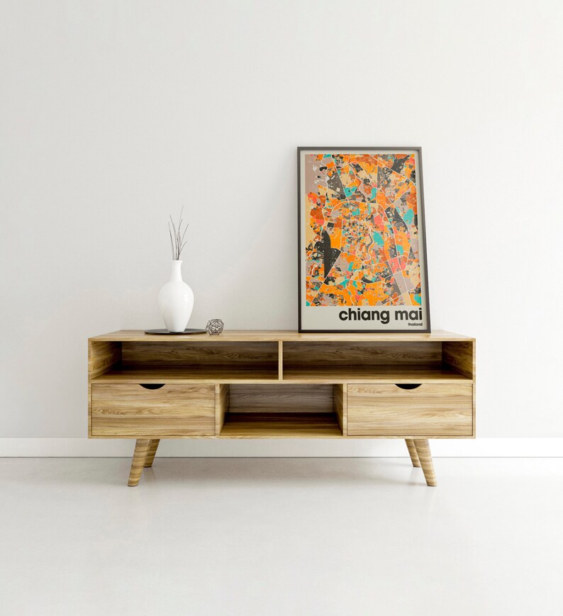 Chiang Mai Thailand City Map Print - Minimalist Wall Art, Home Decor, Living Room Gallery image 15