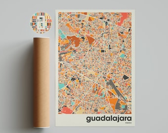 Guadalajara City Map, Mexico City Map, Minimalist City Map, Modern City Map, Custom City Poster, Wall Art Print, Home Decor, Office Decor