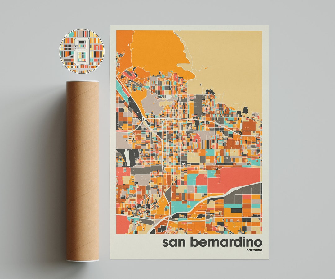 San Bernardino Map Print, Colorful Map, Minimalist San Bernardino Print, California City Map ...