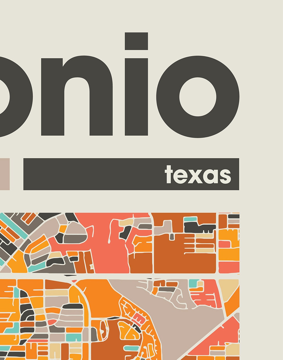 San Antonio Colorful Map, City of San Antonio Map, San Antonio Minimalist Map, San Antonio Print ...