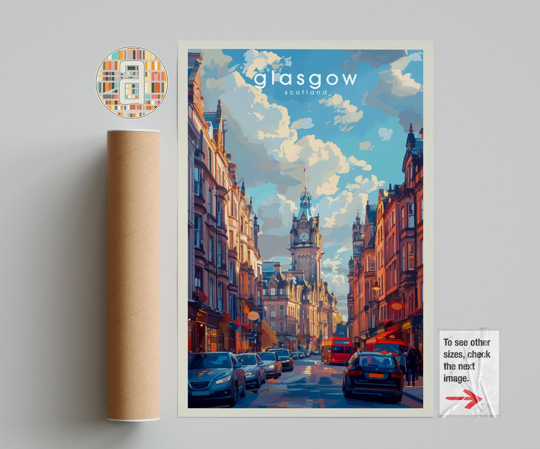 Glasgow Travel Print Wall Art Glasgow Wall Hanging Home Décor Glasgow Gift Art Lovers Scotland