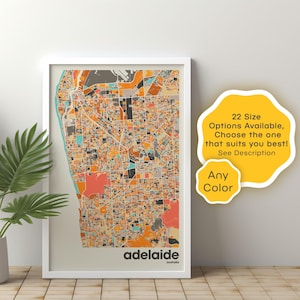 Mapa digital da cidade de Adelaide para download, mapa de ruas da Austrália para impressão, arte de parede minimalista, decoração urbana moderna, postagem de viagem