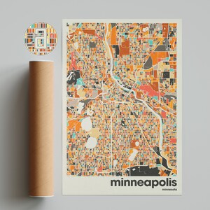 Minneapolis Map Print, Colorful Map, Minimalist Minneapolis Print, Minnesota City Map, Office Decor, Beige Wall Decor, Art Prints, Printable