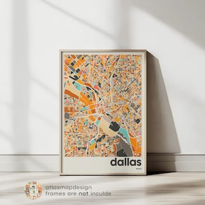 Dallas map print, Minimalist wall art poster, City maps Scandinavian artwork, Texas gifts, Modern map print, Dallas wall decor