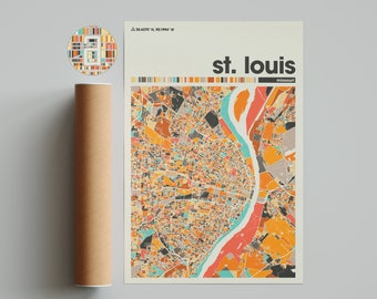 St. Louis Colorful Map, City St. Louis Map, St. Louis Minimalist  Map, St. Louis Print, St. Louis Poster, St. Louis Art, Missouri City Map