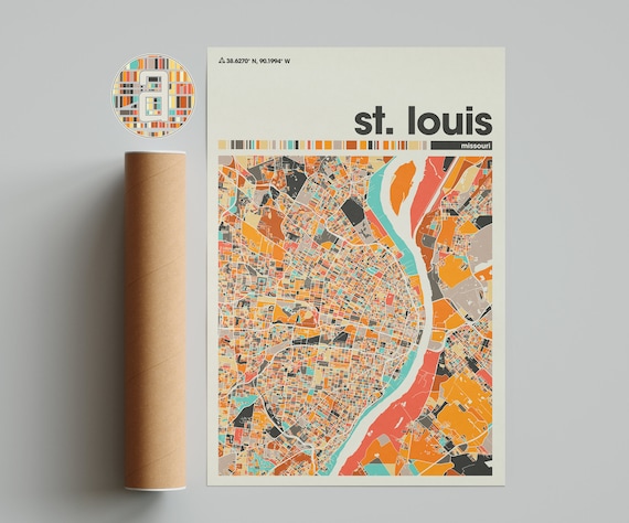 St. Louis Missouri Map Art Print: Colorful Minimalist City Poster