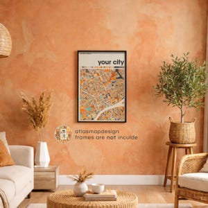 Custom Colorful City Map Print Set of 3 Personalized Travel Wall Poster Home Office image 13