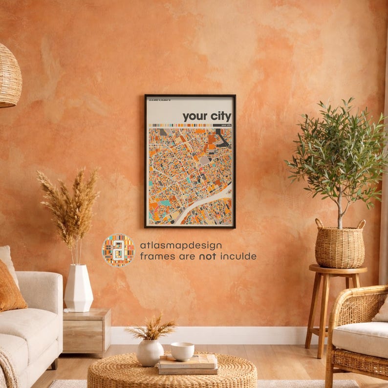 Custom Colorful City Map Print Set of 3 Personalized Travel Wall Poster Home Office image 13