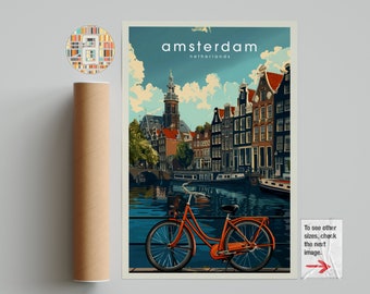 Amsterdam travel print Wall Art Netherlands, Amsterdam poster, Birthday present, Wedding Gift, Custom, Personalised Gift