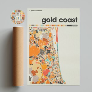 Gold Coast Colorful Map, City of Gold Coast Map, Gold Coast Minimalist  Map, Gold Coast Print, Gold Coast Poster, Australia City Map