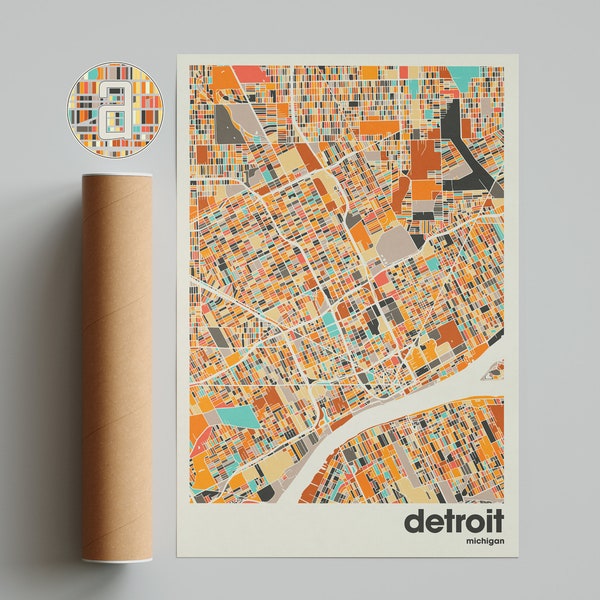 Detroit City Map, Michigan City Map, Minimalist City Map, Modern City Map, Custom City Poster, Wall Art Print, Home Decor, Office Decor