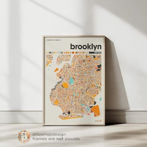 Mapa de Brooklyn, Nueva York. Mapa de la ciudad de Brooklyn. Mapa minimalista de Brooklyn. Impresión de Brooklyn, póster de Brooklyn, arte de Brooklyn, mapa de Brooklyn.