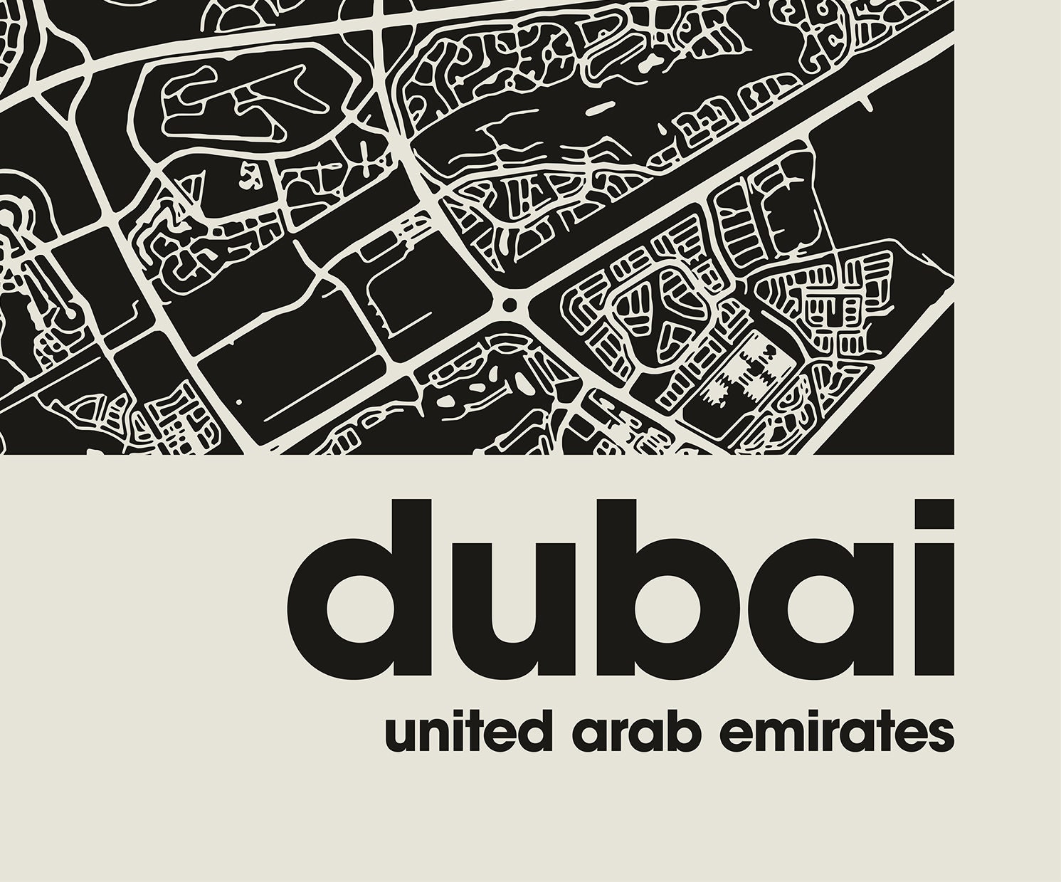 Dubai Map, Dubai Map Print, Minimalist Map, UAE Print, Minimalist Decor ...