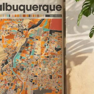 Albuquerque New Mexico Map Print – Colorful Minimalist Wall Art Poster for Home Office Decor, Southwest City Map Gift image 4