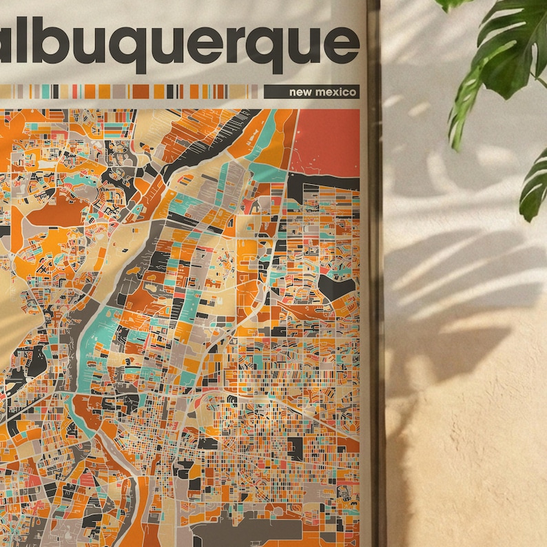 Albuquerque New Mexico Map Print – Colorful Minimalist Wall Art Poster for Home Office Decor, Southwest City Map Gift image 4