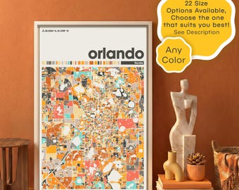 Custom Orlando Florida Colorful City Map Printable, Personalized Street Map Poster