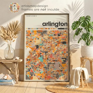 Arlington Map Print | Texas City Street Map Poster | DFW Wall Art | Arlington TX Home Decor