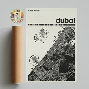 Dubai Stadt Karte, VAE Stadt Karte, Minimalistischer Stadtplan, Moderne Stadt Karte, Individuelles Stadt Poster, Wand Kunst, Dekor, Büro Dekor