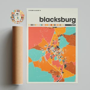 Blacksburg Virginia Map Print: Minimalist Home Decor
