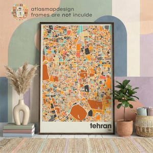 Tehran Iran Map Print – Minimalist Beige City Poster Wall Art for Home or Office
