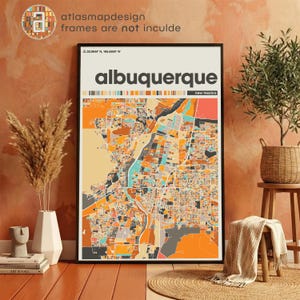 Albuquerque New Mexico Map Print – Colorful Minimalist Wall Art Poster for Home Office Decor, Southwest City Map Gift image 16