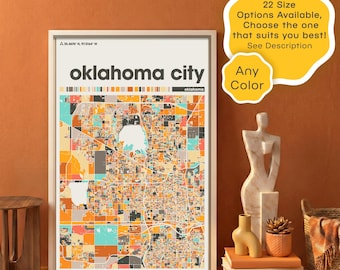 Custom Oklahoma City Map Printable – OKC Wall Art – Modern Western Home Decor