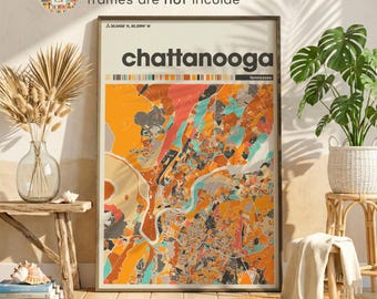 Chattanooga Tennessee Map Print, Minimalist City Wall Art for Home Office Decor, Travel