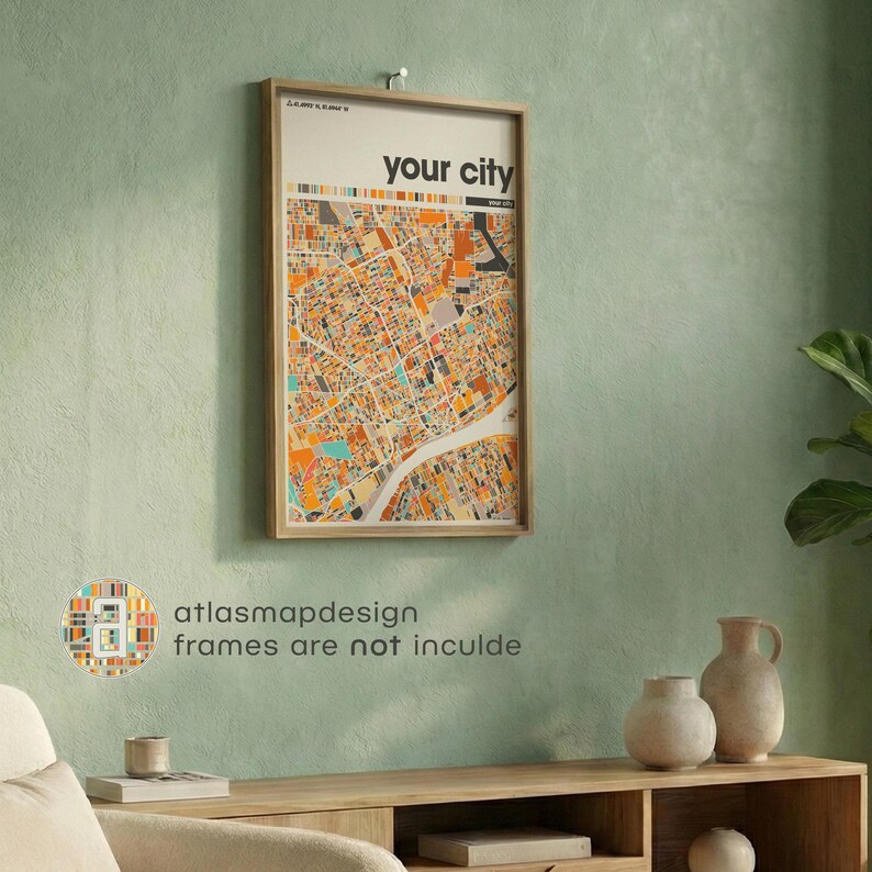 Custom Colorful City Map Print Set of 3 Personalized Travel Wall Poster Home Office image 18
