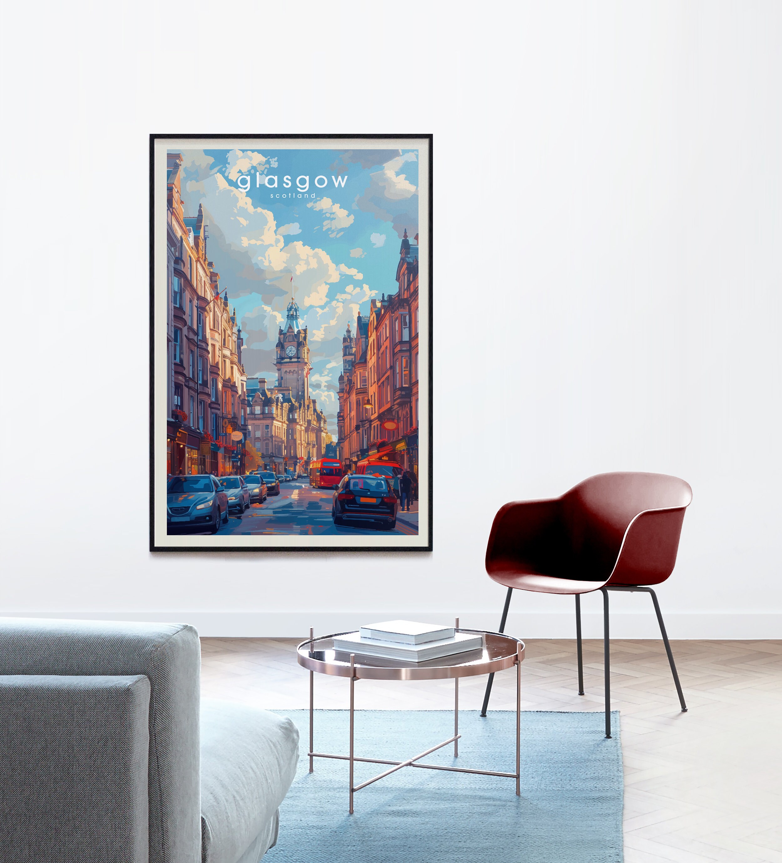 Glasgow Travel Print Wall Art Glasgow Wall Hanging Home Décor Glasgow Gift Art Lovers Scotland