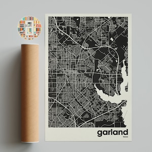 Garland, Map, Garland Map Print, Minimalist Map, Texas Print, Minimalist Decor, Printable Wall Art, Living Room, Home Decor, Gallery Wall