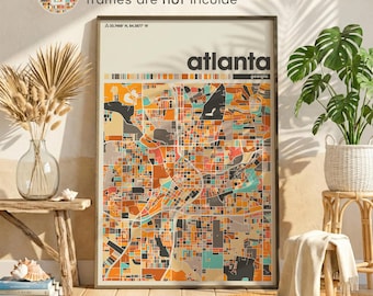 Atlanta Georgia Map Print – Minimalist Wall Art, Street Map Poster, Modern Home Decor Office Living