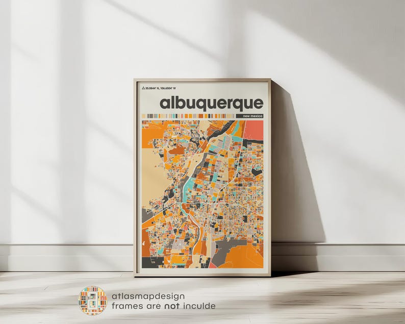 Celebrate the heart of the Southwest with this beautifully designed Albuquerque, New Mexico city map – a unique piece of art that brings bold desert charm and urban elegance into any space. Whether you're a local, a visitor, or someone holding onto memories from Albuquerque, this map makes the perfect gift or personal keepsake. 🎁🗺️
