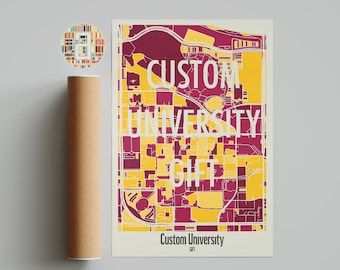 Custom Graduation Gift – Personalized University Campus Map Poster | Class of 2026 Wall Art